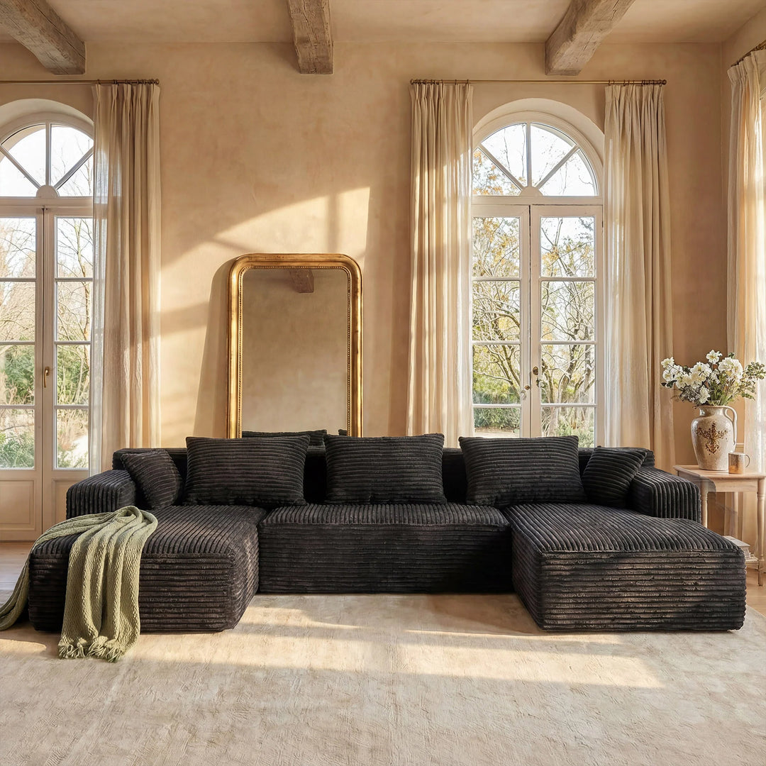 Oversized Modular Sectional Sofa, No Assembly Required, Corduroy Fabric, Deep Seat Cloud Couch with Chaise Foam Sofa