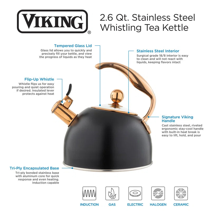 2.6-Quart Stainless Steel Kettle with 3-Ply Base