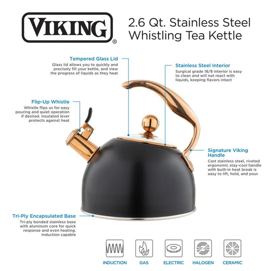 2.6-Quart Stainless Steel Kettle with 3-Ply Base