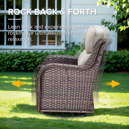 7-Piece Patio Furniture Set with Swivel Glider Chairs, 6-Inch Ultra-Plush Cushions & Water-Resistant Olefin Fabric