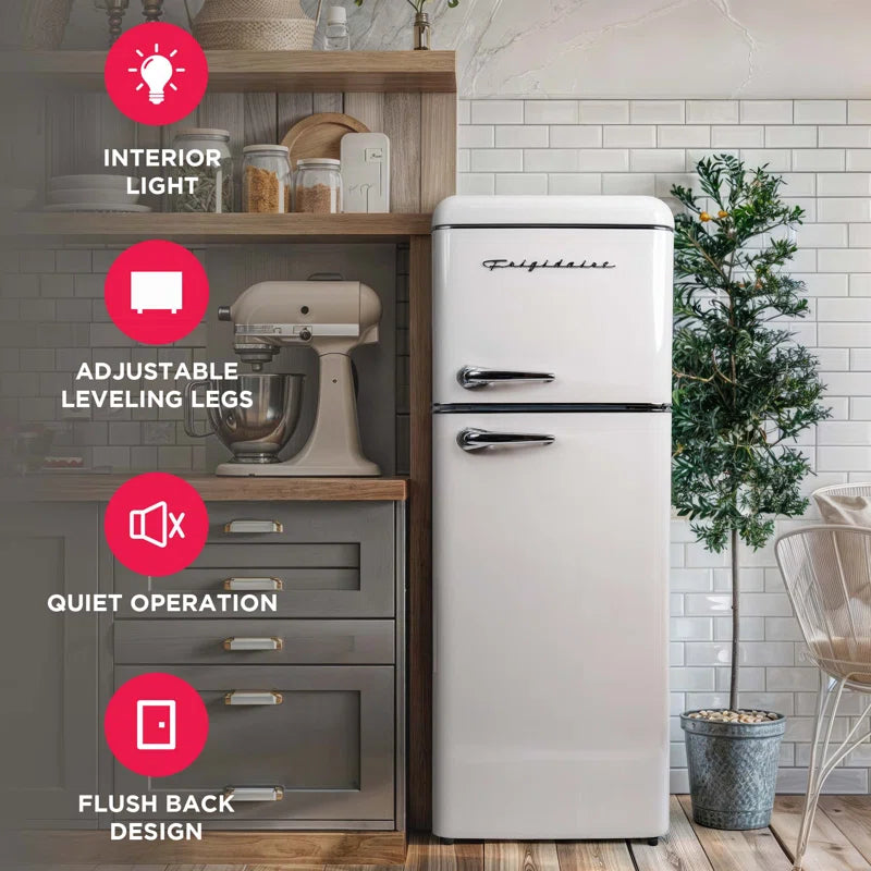 7.5 Cu. Ft. Capacity Retro Fridge Freezer Combo, Upright Fridge Freezer Combo, Apartment Size