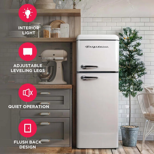7.5 Cu. Ft. Capacity Retro Fridge Freezer Combo, Upright Fridge Freezer Combo, Apartment Size