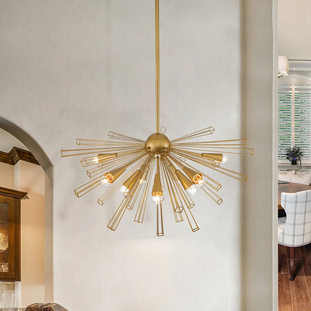 10-Light 34" W Contemporary Geometric Dandelion Sputnik Sphere Chandelier