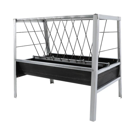 Large Capacity Livestock Feed Trough 2-In-1 Grain& Hay Feeder for Goats Sheep
