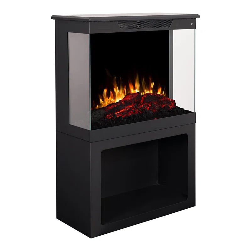 Portable Rolling Infrared Space Heater with LED Touchscreen W/ Remote, Light Oak Wood