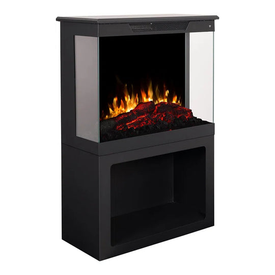 Portable Rolling Infrared Space Heater with LED Touchscreen W/ Remote, Light Oak Wood