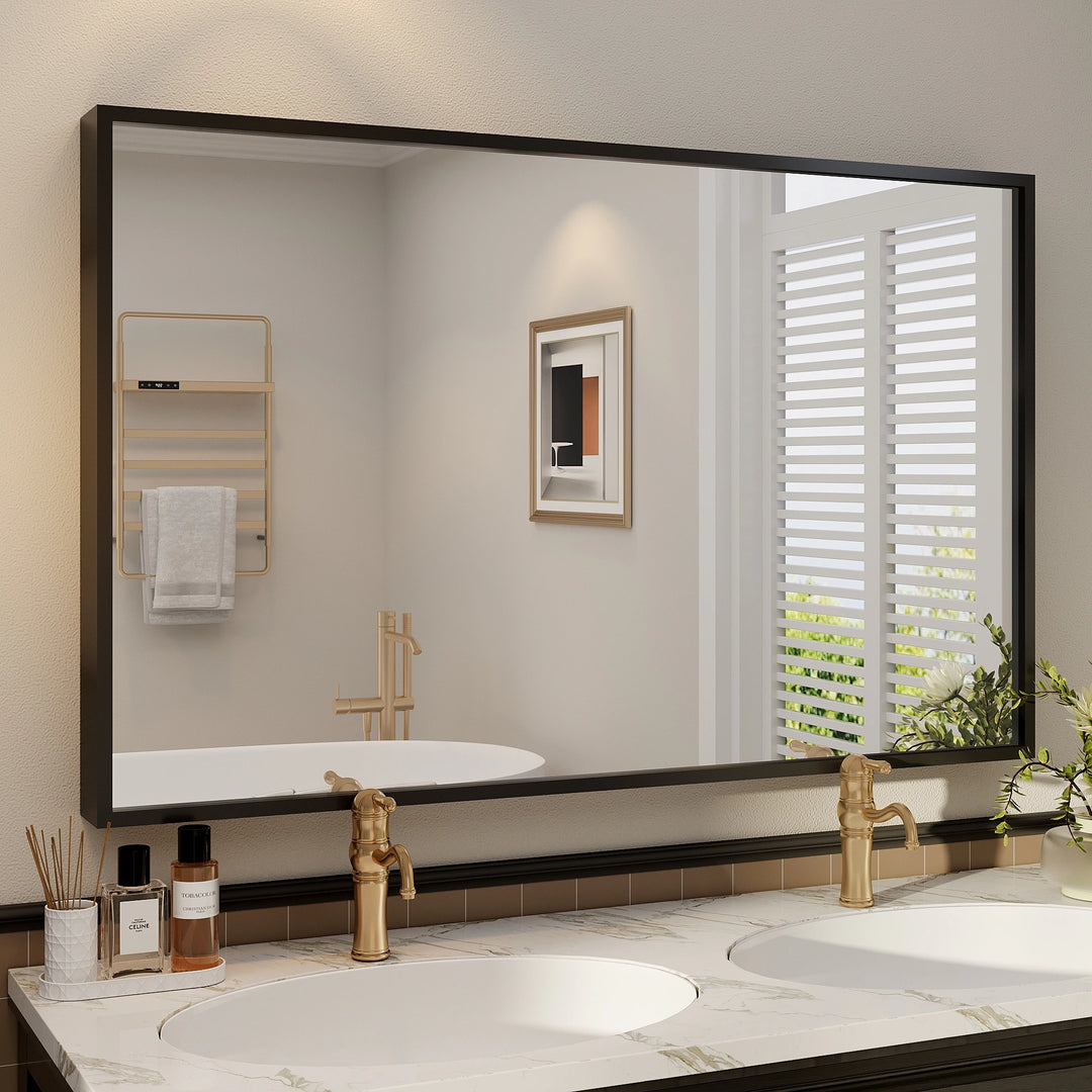 Modern Metal Framed French Cleat Mounted Wall Bathroom Vanity Mirror