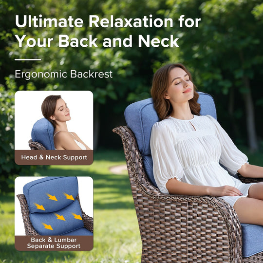 7-Piece Patio Furniture Set with Swivel Glider Chairs, 6-Inch Ultra-Plush Cushions & Water-Resistant Olefin Fabric