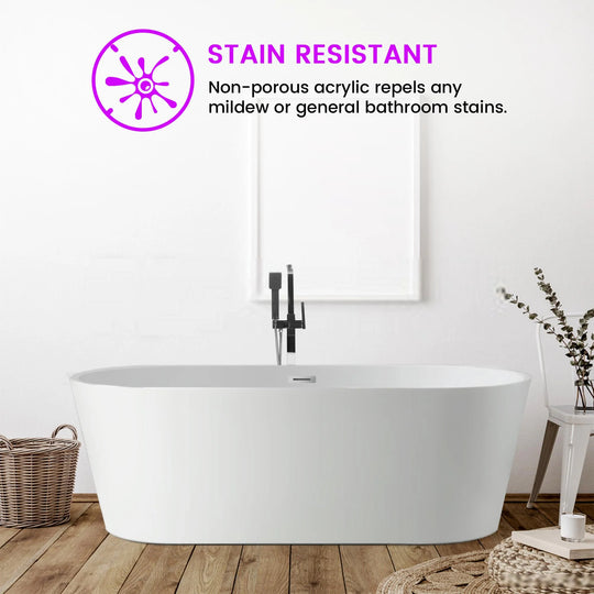 54" Acrylic Freestanding Soaking Bathtub