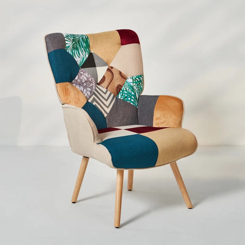 Heidegard Floral Accent Chair Modern High Back Arm Chair, Colorful Patchwork Reading Chairs for Bedroom