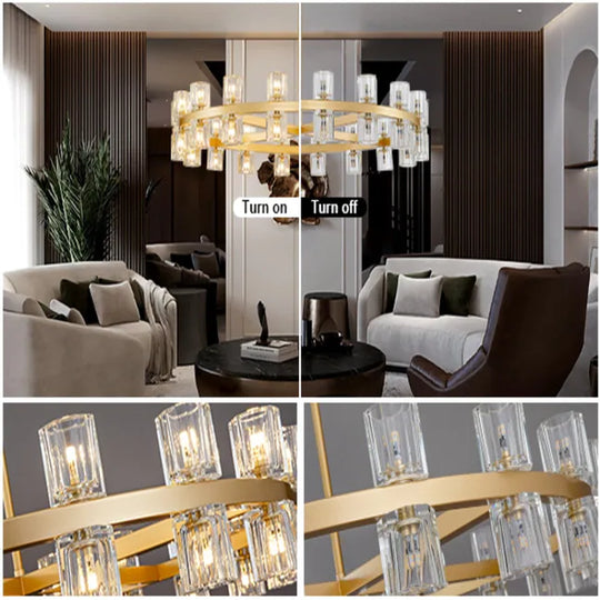 Wagon Wheel Chandelier with Crystal Shade