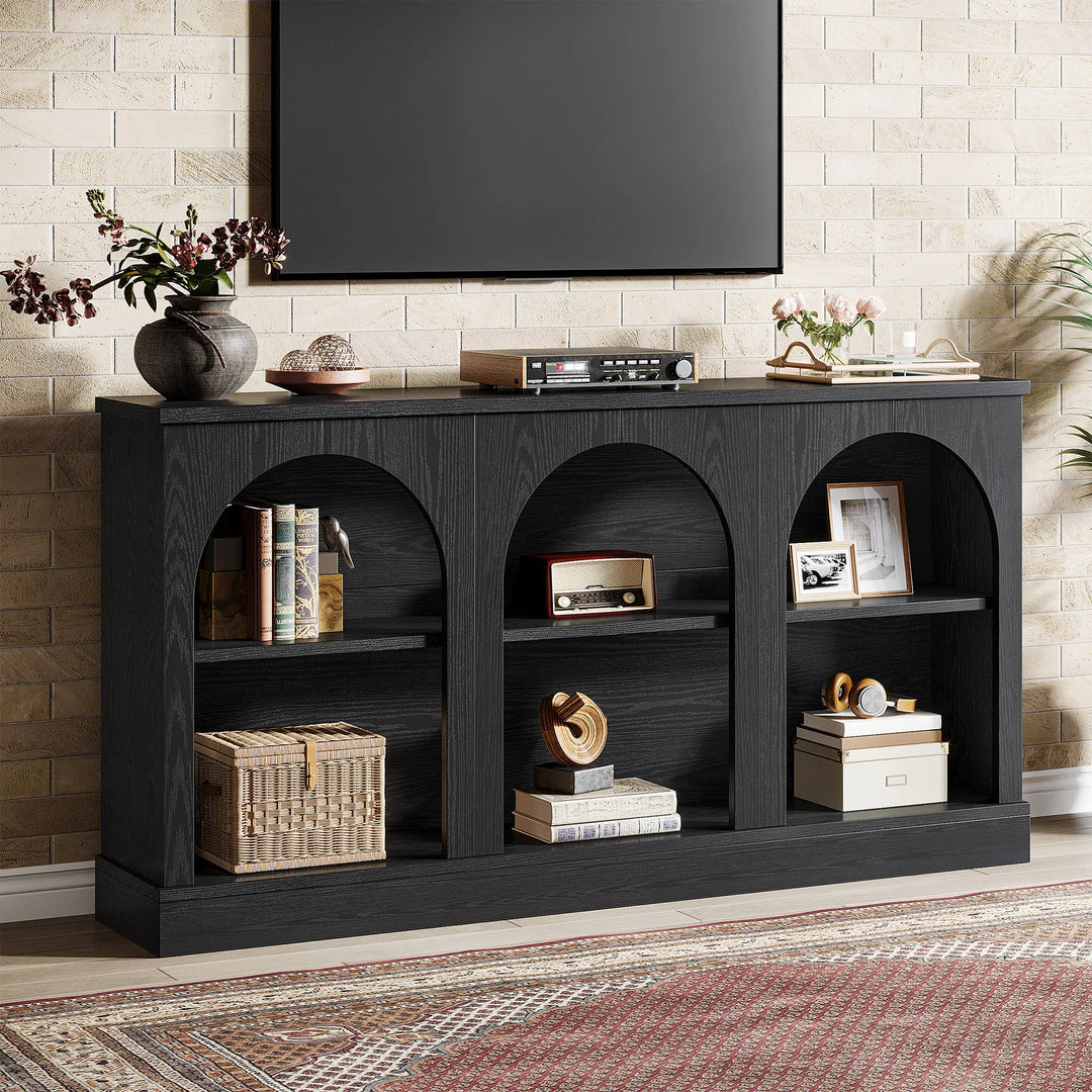 Farmhouse TV Stand for Tvs up to 65 Inches, Farmhouse Entertainment Center with Storage