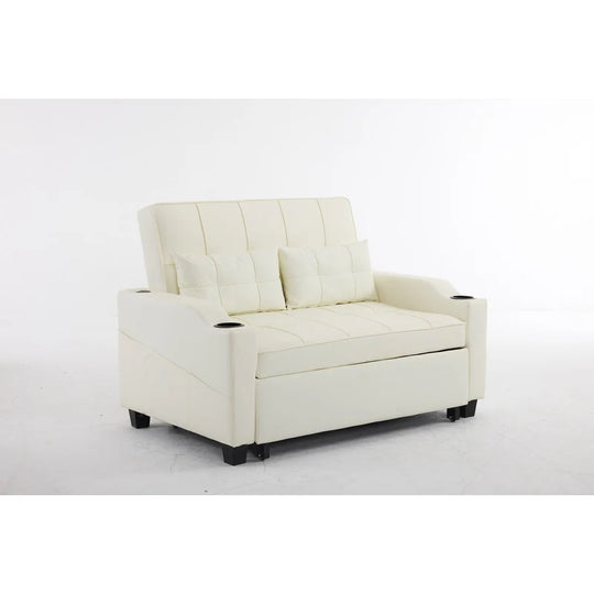 Tufted Upholstered Leather Sleeper Sofa Bed