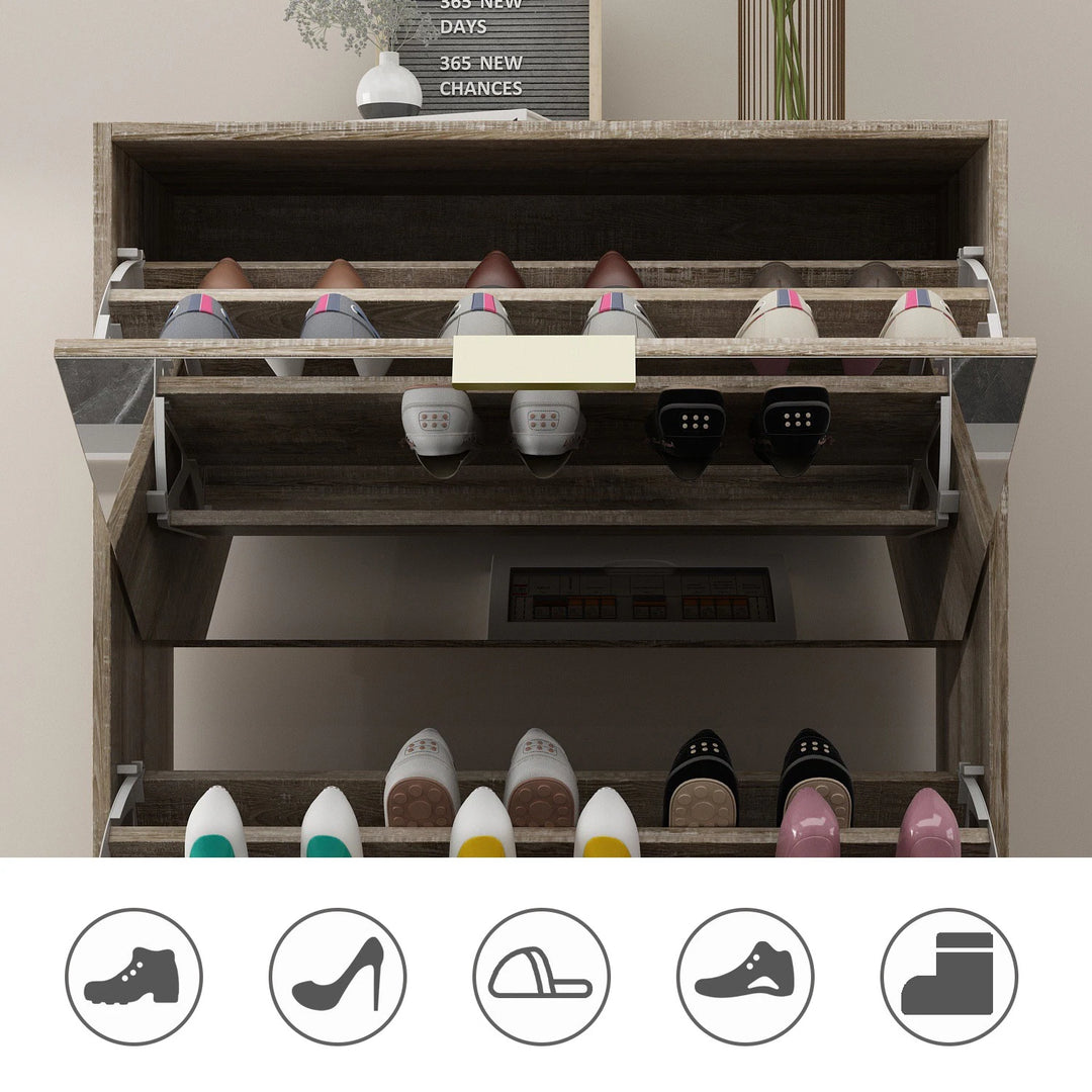 Mirrored Flip Drawer Shoe Cabinet Storage Cabinet Organizer