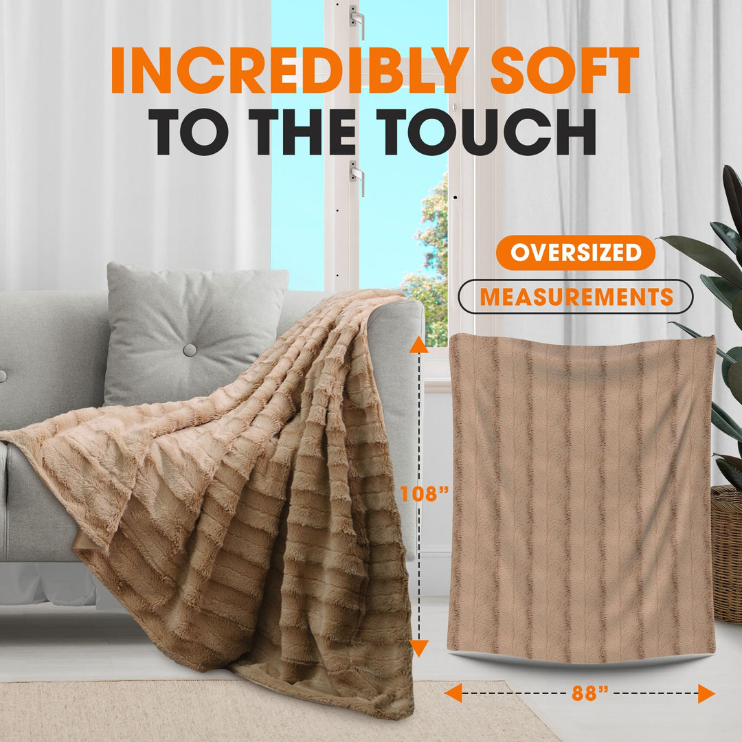 Faux Fur/ Microplush Reversible Throw Blanket