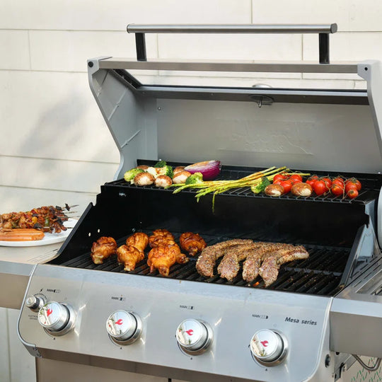 Mesa 405K,4-Burner Gas Grill with Smoker Box and Side Burner, 52,000 BTU – Perfect for Family Bbqs, Holiday Gift