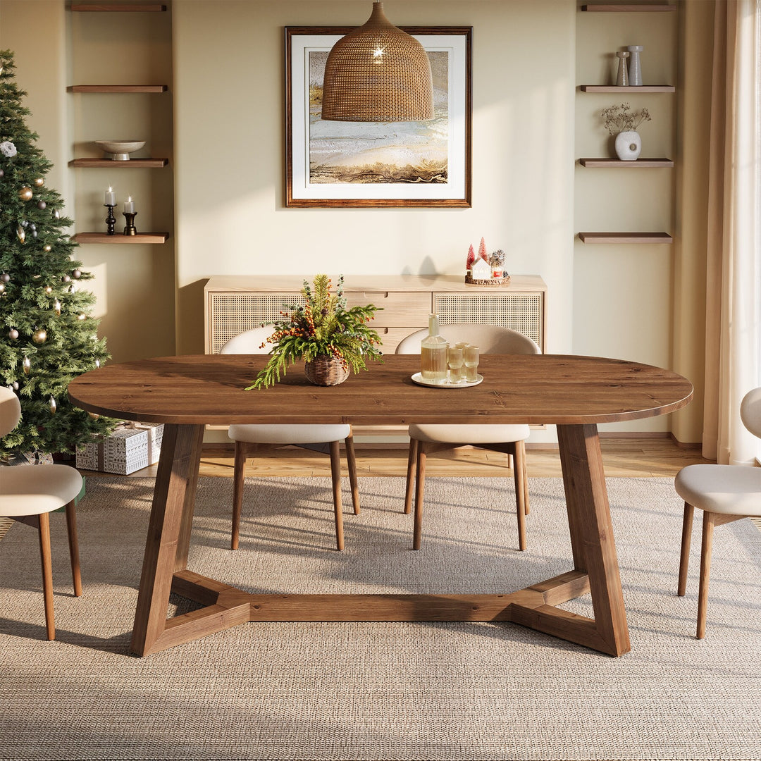 Solid Wood Dining Table, Kitchen Table, Living Room Office Accent Dining Table Gathering Table