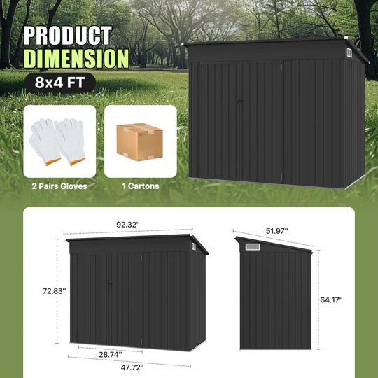 7 Ft. 6 In. W X 3 Ft. 8 In. D Metal Lean-To Storage Shed