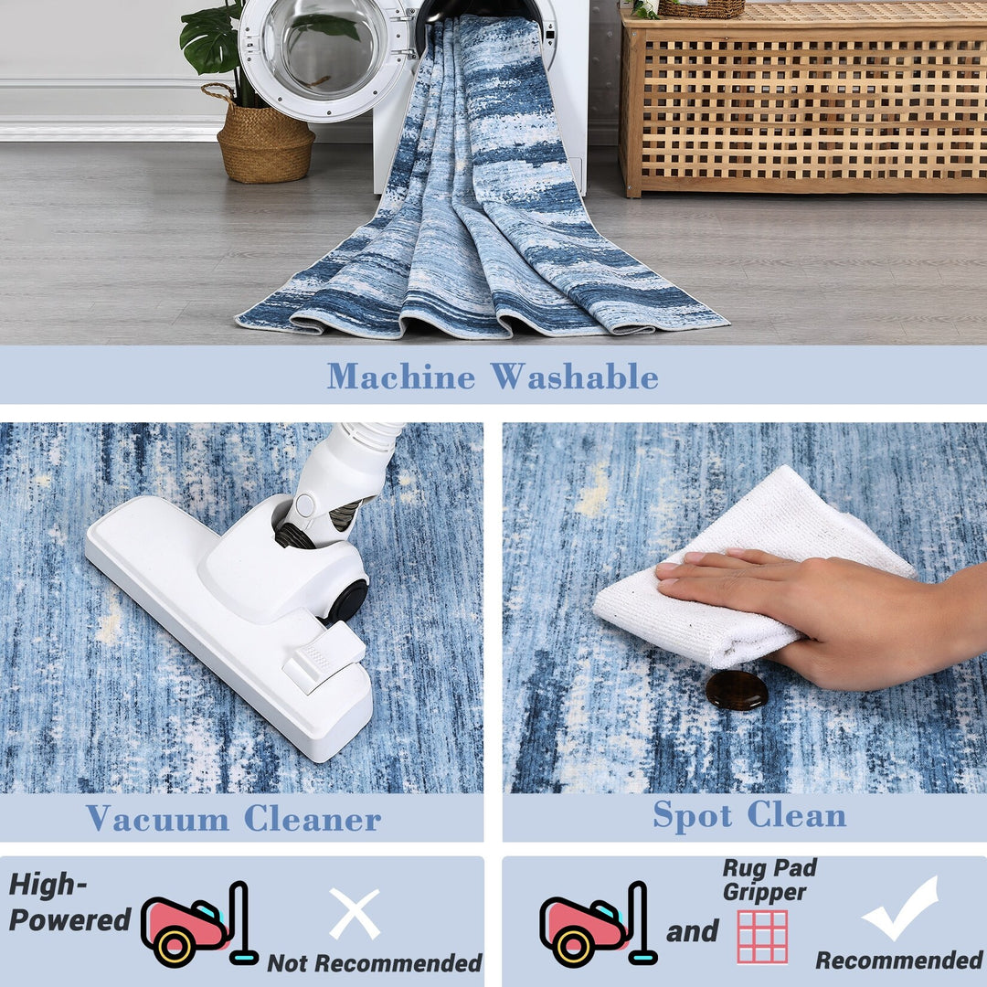Washable Area Rugs for Living Room Modern Abstract Rug Non Slip Non Shedding Stain Resistant Carpet