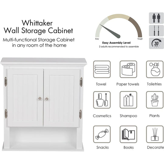 Bathroom Cabinet Wall Mounted, Wood Hanging Cabinet, Wall Cabinets with Doors and Shelves over the Toilet for Bathroom