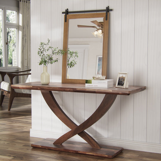 Farmhouse Barn Door Solid Wood Frame Bathroom Vanity Wall Mirror