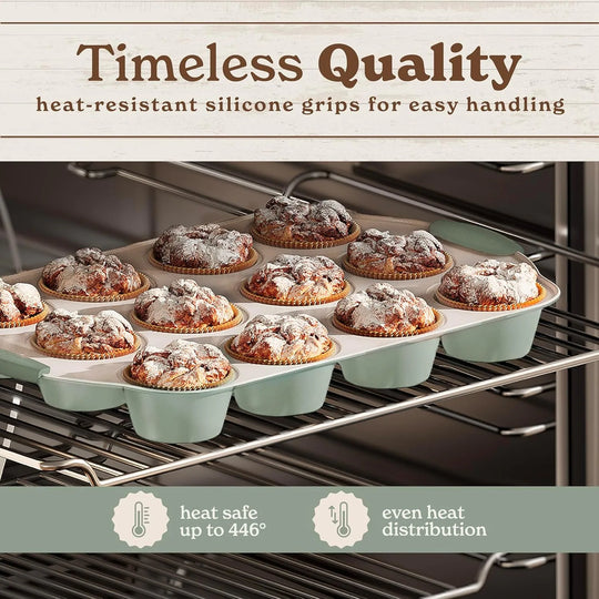 Nonstick Stackable Bakeware Set - Durable, Easy Release Baking Set- 22 Pc. Includes Silicone Muffin Cups