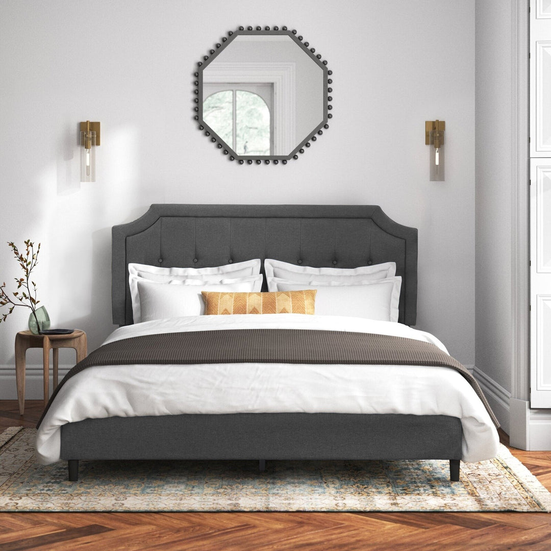 Javlergo Modern Upholstered Bed Frame with Height Adjustable Headboard Heavy-Duty Frame No Box Spring Needed