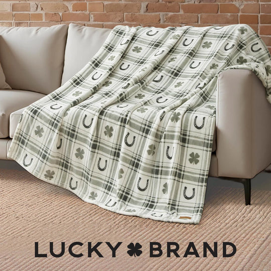 Lucky Clovers Plush Throw Blankets