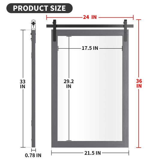 Farmhouse Barn Door Solid Wood Frame Bathroom Vanity Wall Mirror