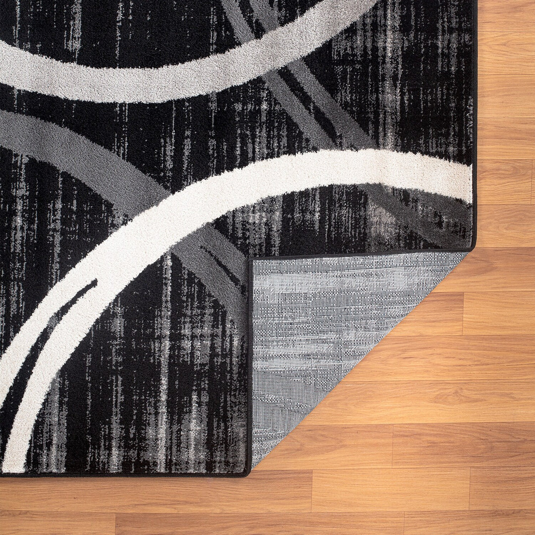 Contemporary Abstract Circles Design Area Rug