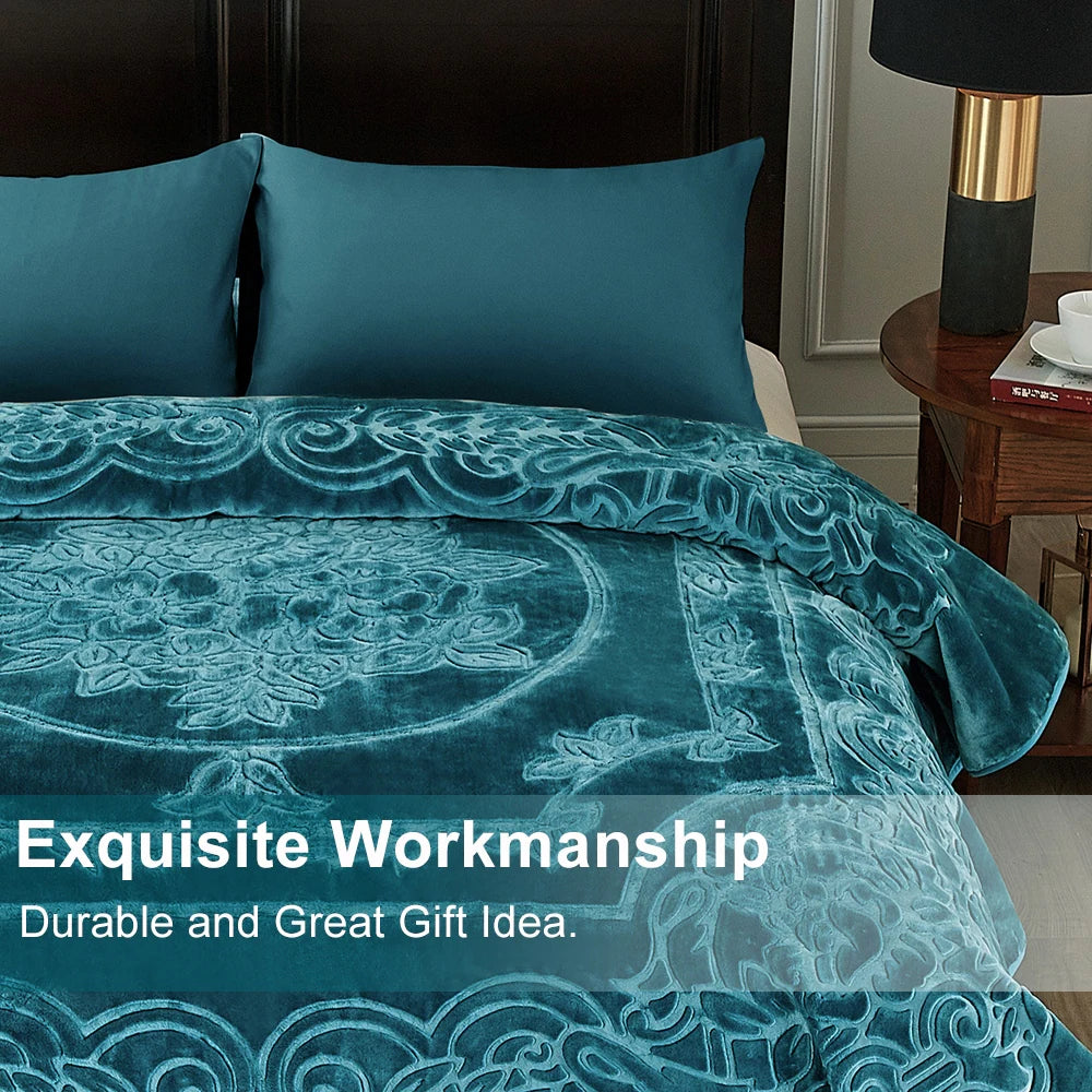 Embossed Floral Bed Blanket 85"X95" - 9Lbs