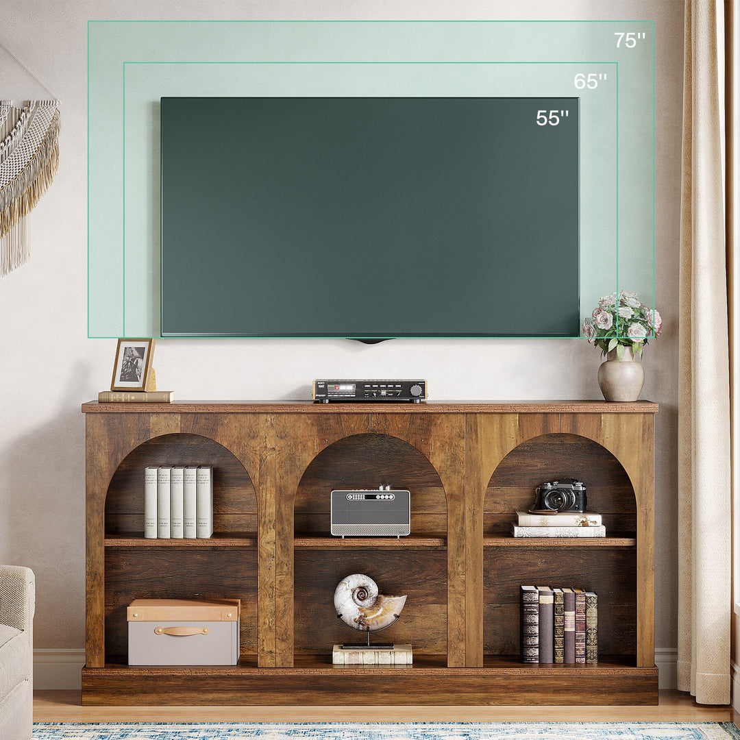 Farmhouse TV Stand for Tvs up to 65 Inches, Farmhouse Entertainment Center with Storage