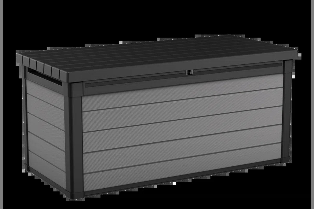 Premier 150 Gallon Durable Resin Outdoor Storage and Organization Deck Box Ideal for Garden Patio Furniture and Supplies, Grey