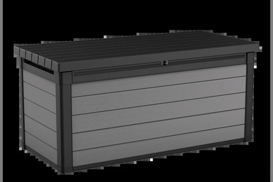 Premier 150 Gallon Durable Resin Outdoor Storage and Organization Deck Box Ideal for Garden Patio Furniture and Supplies, Grey