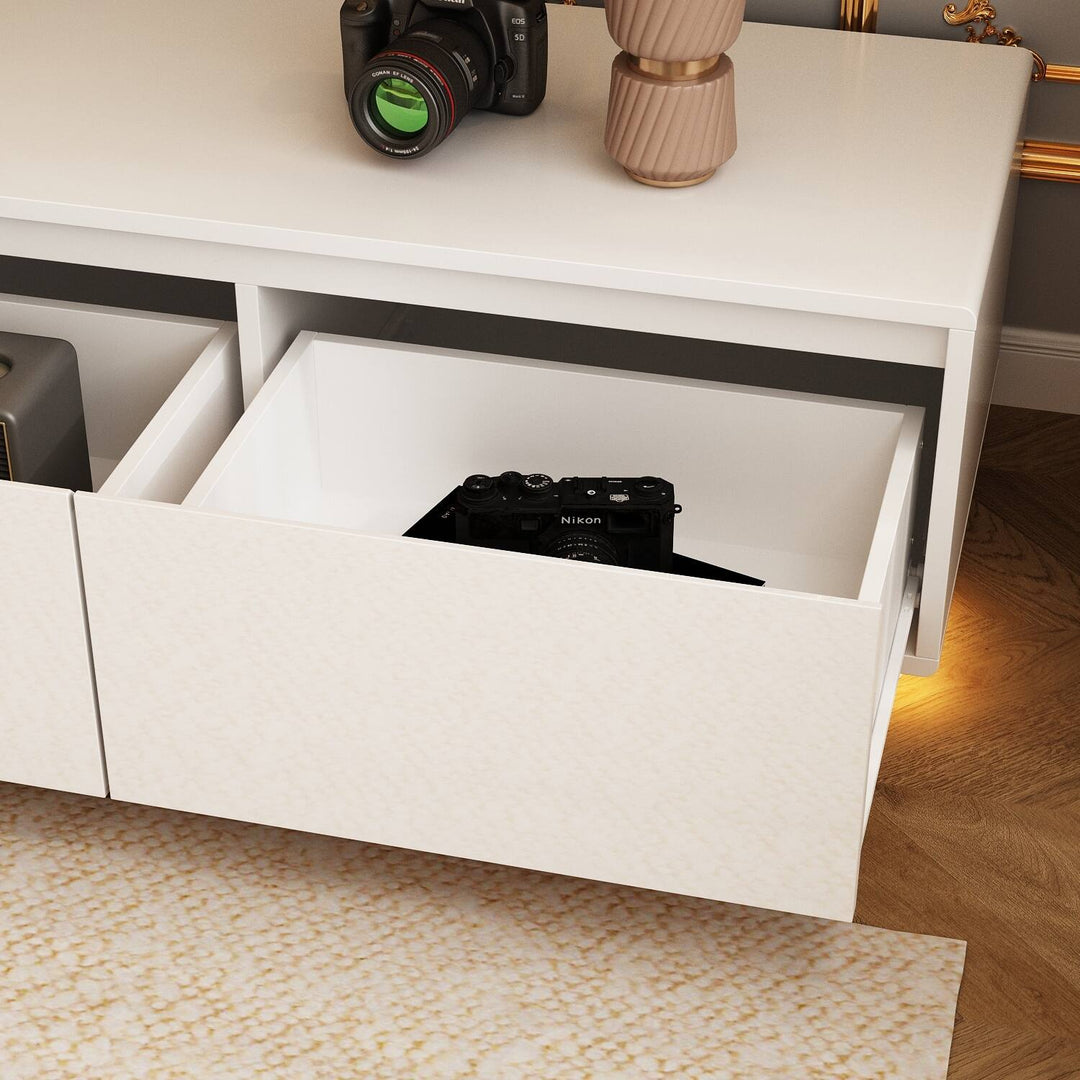 Chic Led-Lit Media Console for Stylish Homes Entertainmnet Center - 70.9"