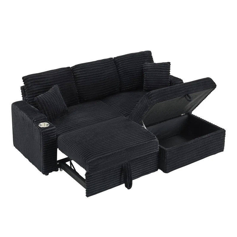 80" Cordylona Sofa, Cup Holder, Ottoman Storage