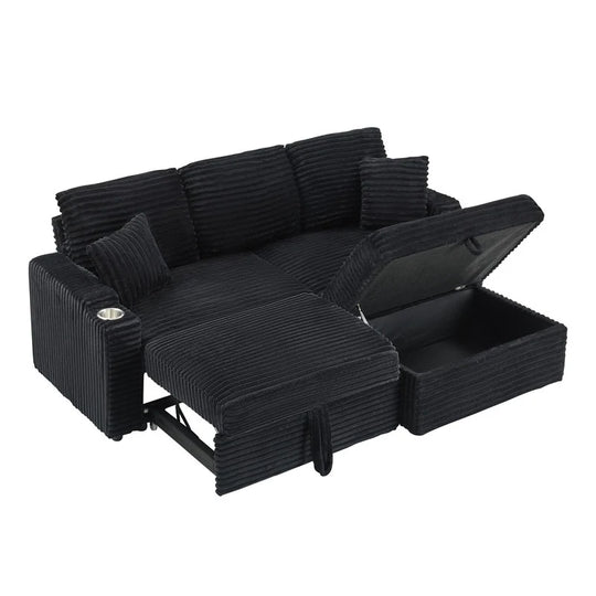 80" Cordylona Sofa, Cup Holder, Ottoman Storage