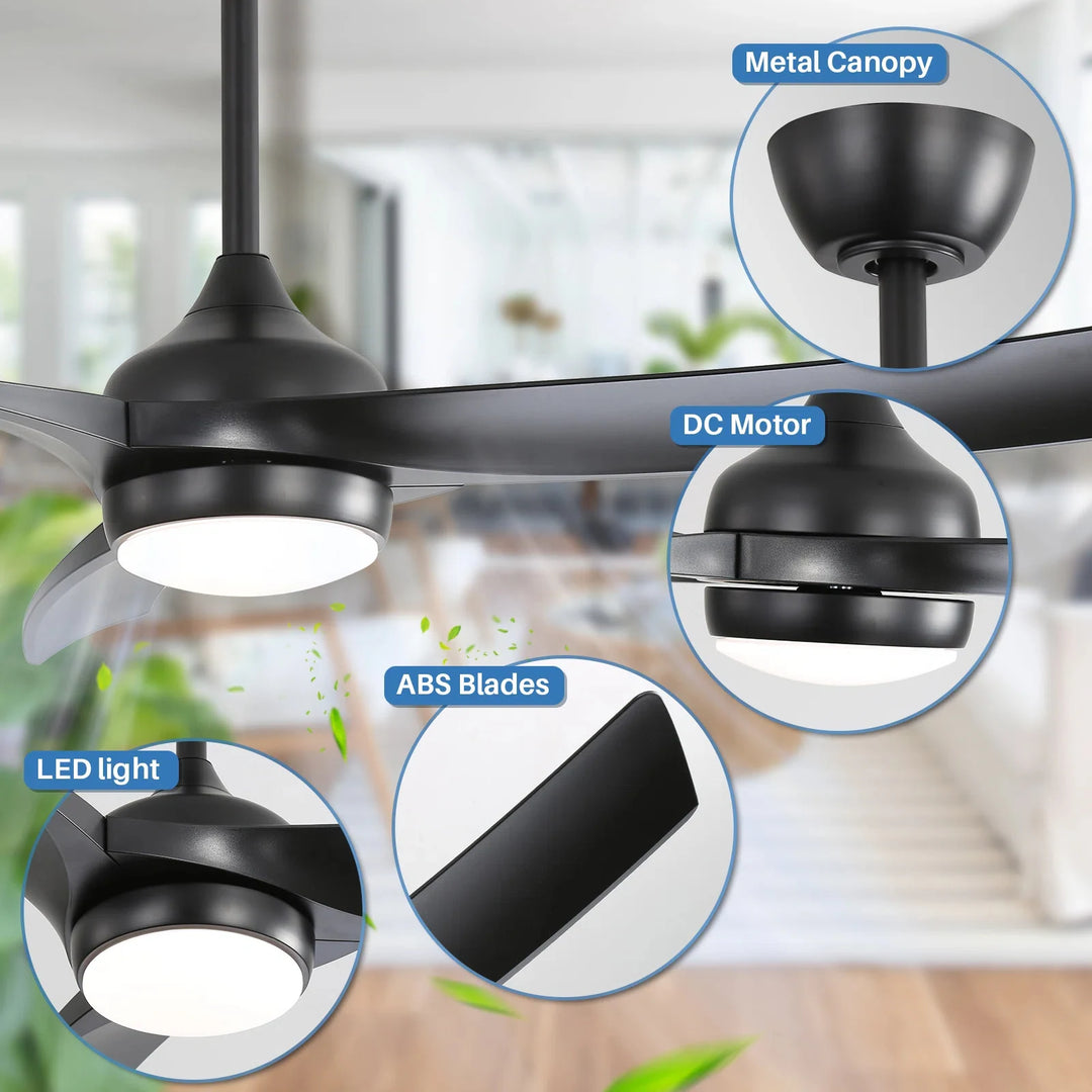 Sofucor 52/60 Inch Ceiling Fan with Integrated LED Light and Remote Control Quiet DC Motor