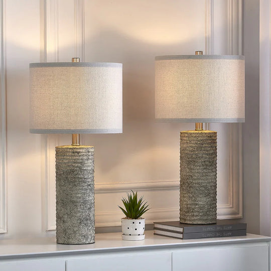 23.75" Glazed Ceramic Table Lamp Set with LED Bulbs (Set of 2) - W12" * H23.75"