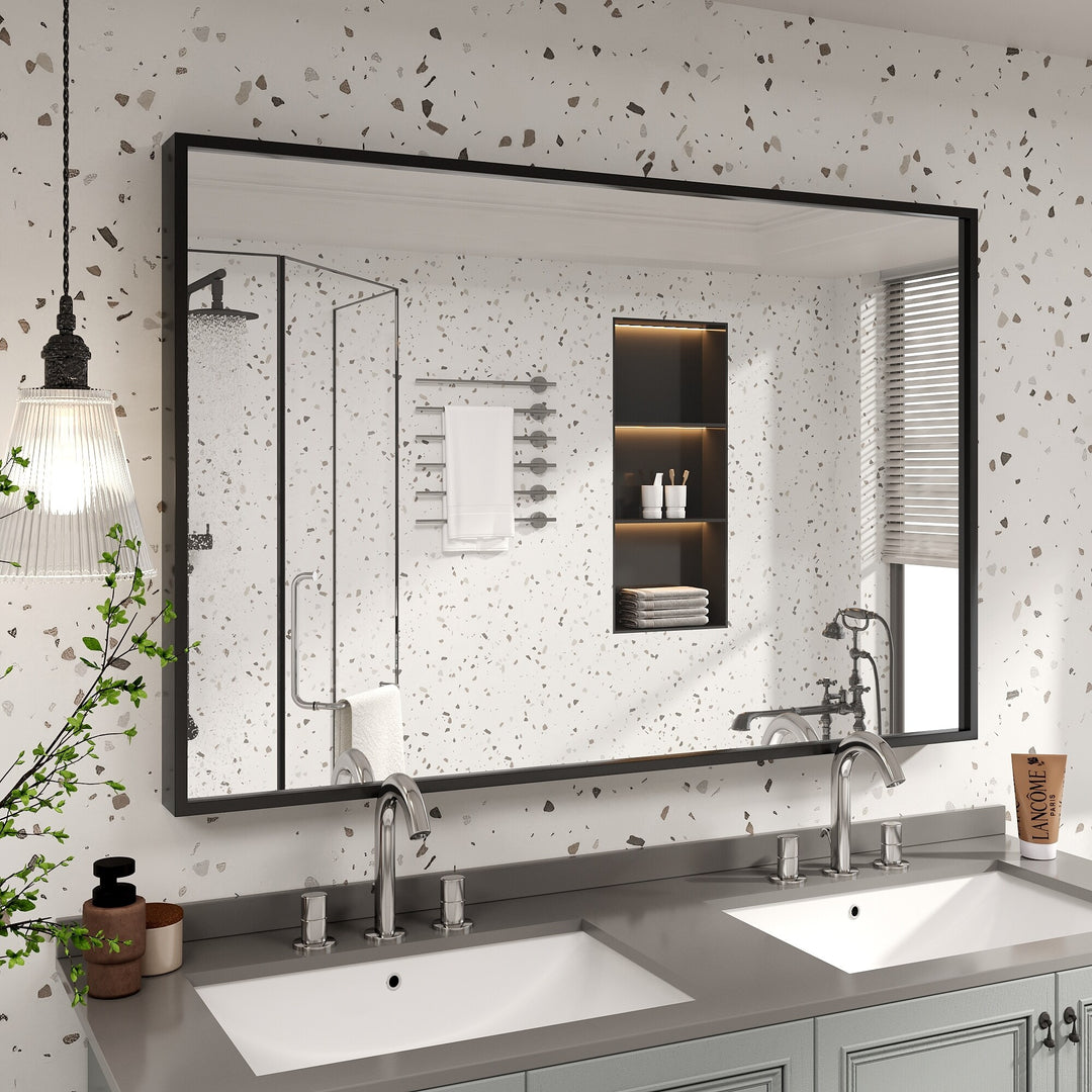 Modern Metal Framed French Cleat Mounted Wall Bathroom Vanity Mirror