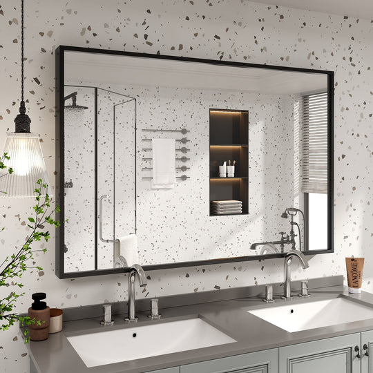 Modern Metal Framed French Cleat Mounted Wall Bathroom Vanity Mirror