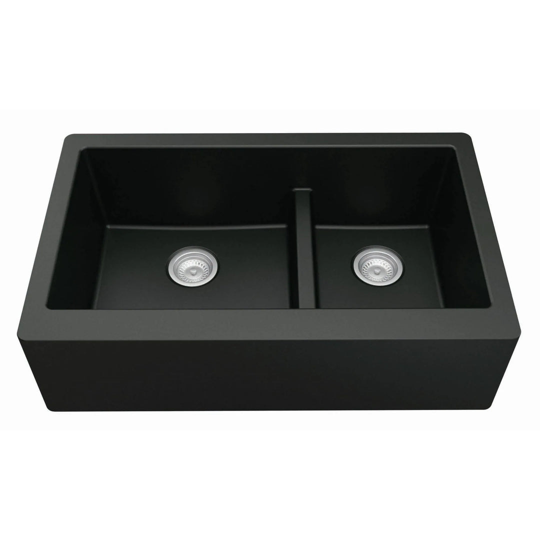 Farmhouse/Apron-Front Quartz Double Bowl Kitchen Sink