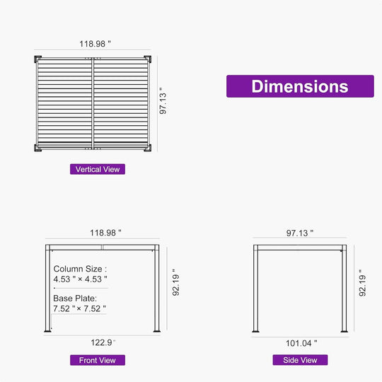 Solar Louvered Pergola with LED String Lights Aluminum Outdoor Pergola with Adjustable Roof for Patio Garden