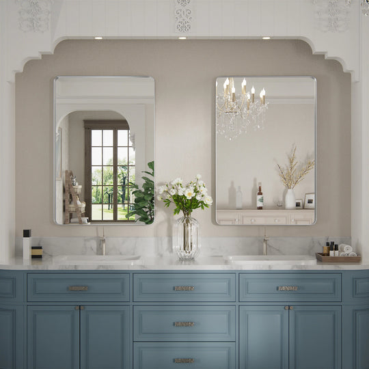 Modern Rounded Rectangle Metal Frame Wall Mirror