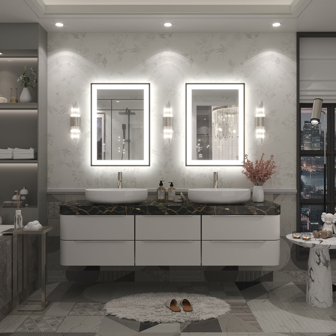 Extra Large Black Frame LED Bathroom Vanity Mirror with 3 Years Warranty and UL Certified