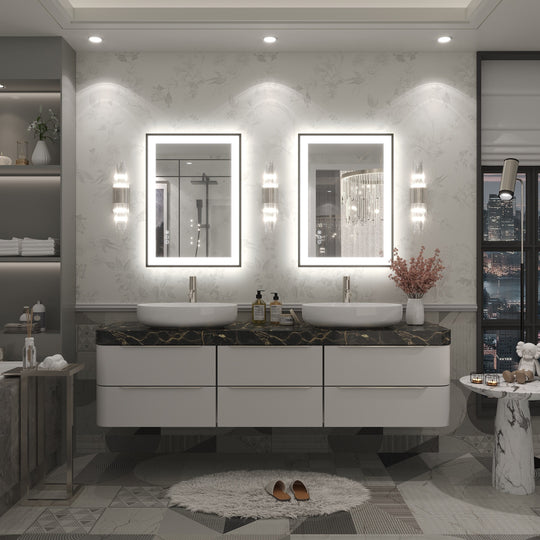 Extra Large Black Frame LED Bathroom Vanity Mirror with 3 Years Warranty and UL Certified