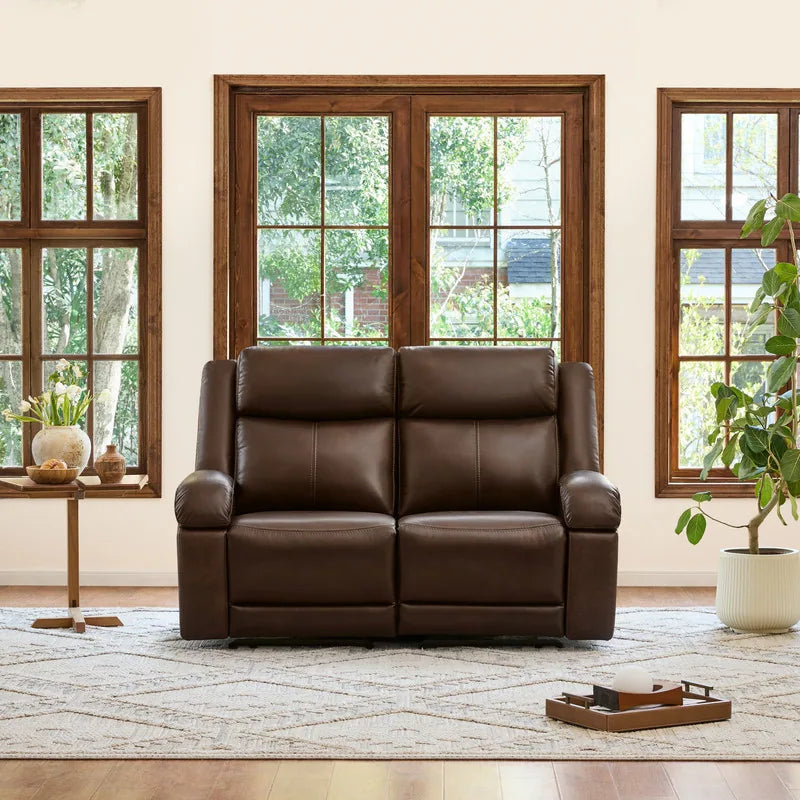 Hadlee Genuine Leather Reclining Sofa with Multi-Function Console.