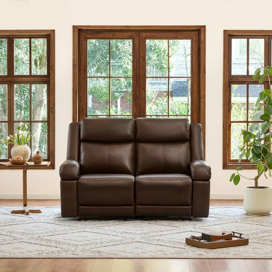 Hadlee Genuine Leather Reclining Sofa with Multi-Function Console.