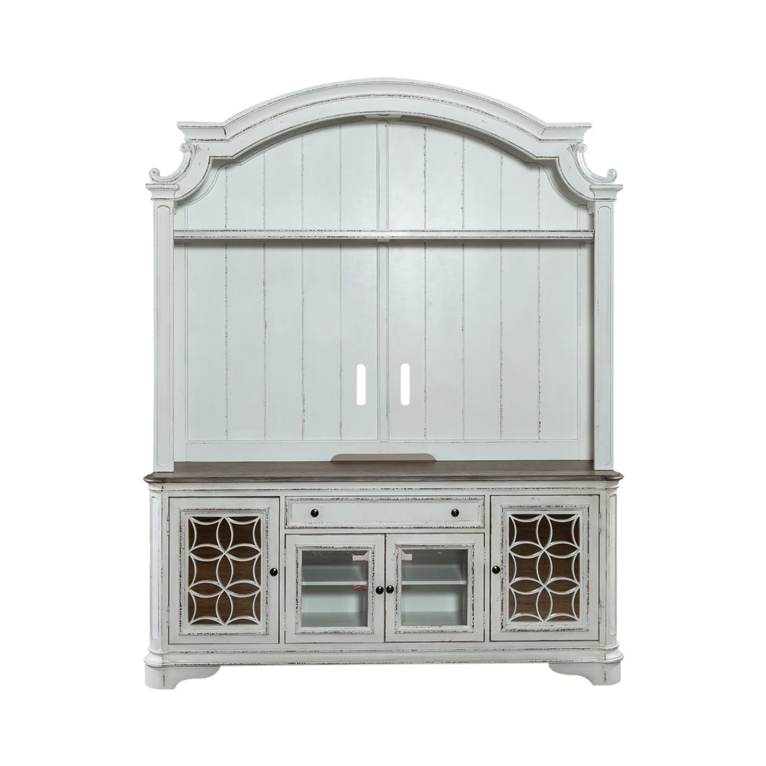 Magnolia Manor Antique White Weathered Bark Entertainment Center