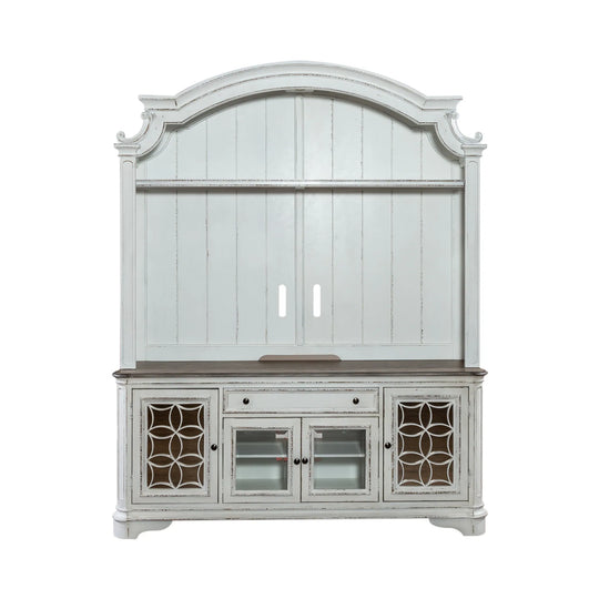 Magnolia Manor Antique White Weathered Bark Entertainment Center